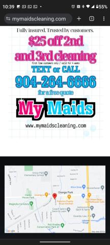 My Maids: front page (bottom, with flyer and map)