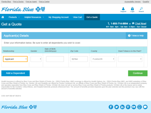 ConsumerWebsalesFloridablue - get a quote